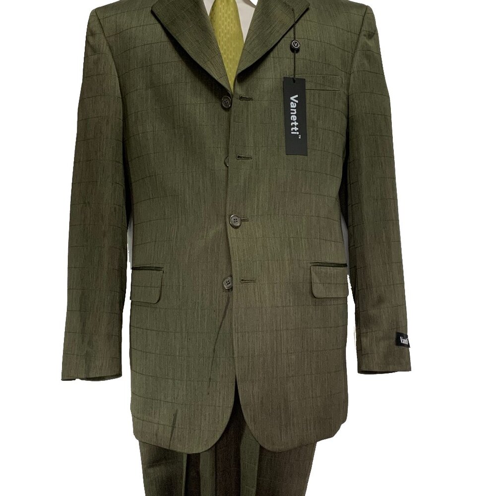 VANETTI LaCOLLEZIONI MEN'S 2 PIECE SUIT ITALIAN SUPERIOR POLYESTER 4B WOOL TOUCH